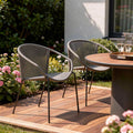 Set of Two 25 Gray Metal Outdoor Dining Chair