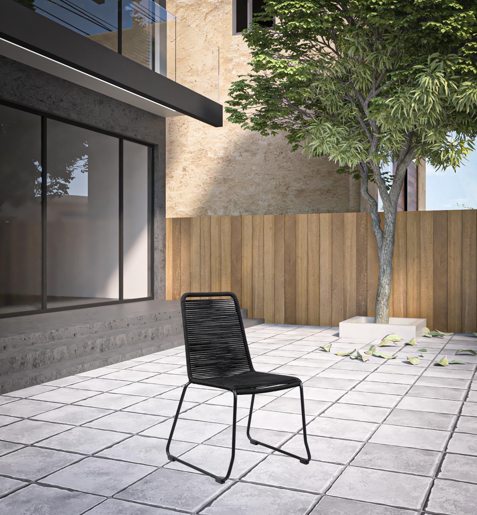 Set of Two 23 Black Metal Outdoor Dining Chair