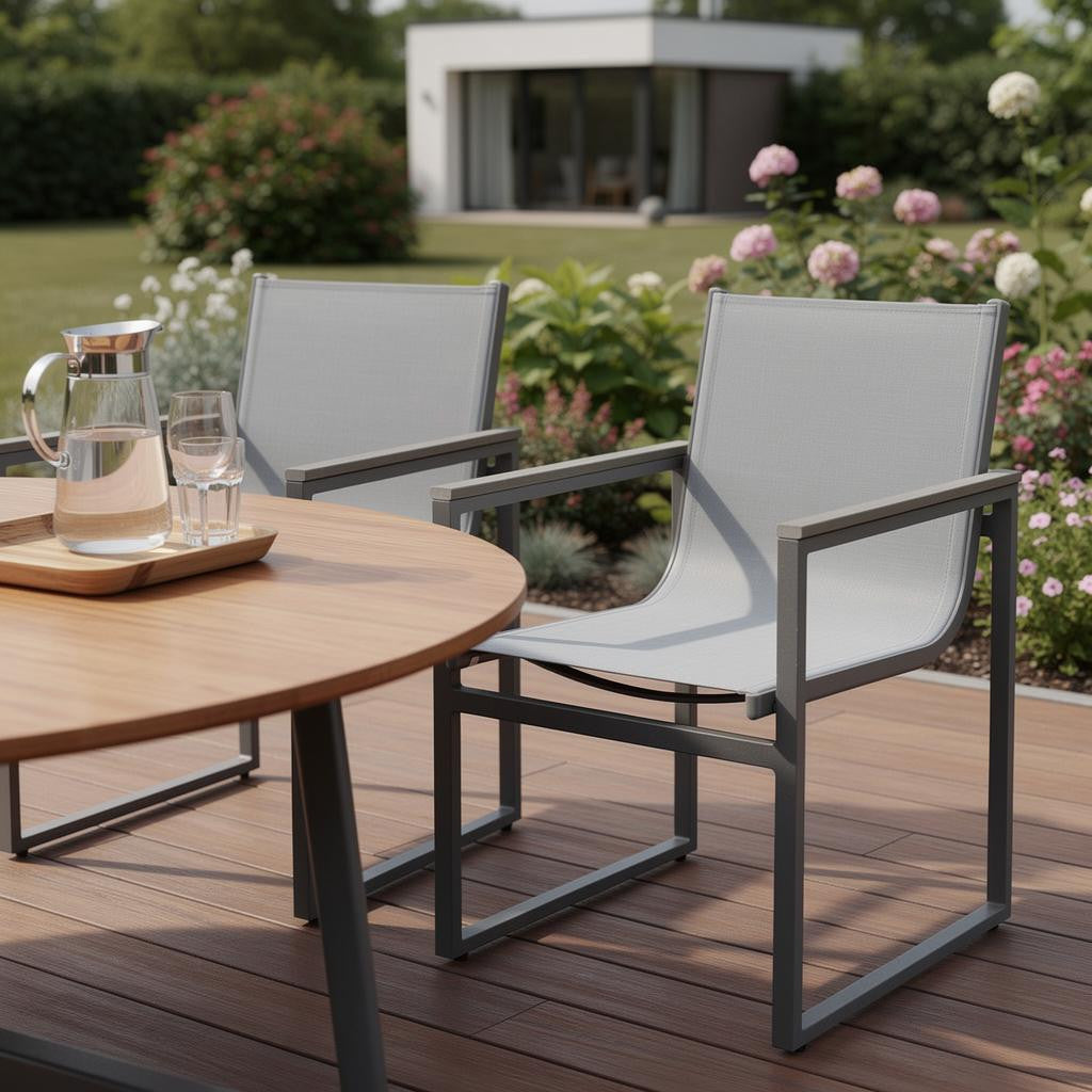 Set of Two 22 Light Gray Metal Outdoor Dining Chair