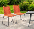 Set of Two 23 Tangerine Metal Outdoor Dining Chair