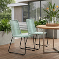 Set of Two 23 Green Metal Outdoor Dining Chair