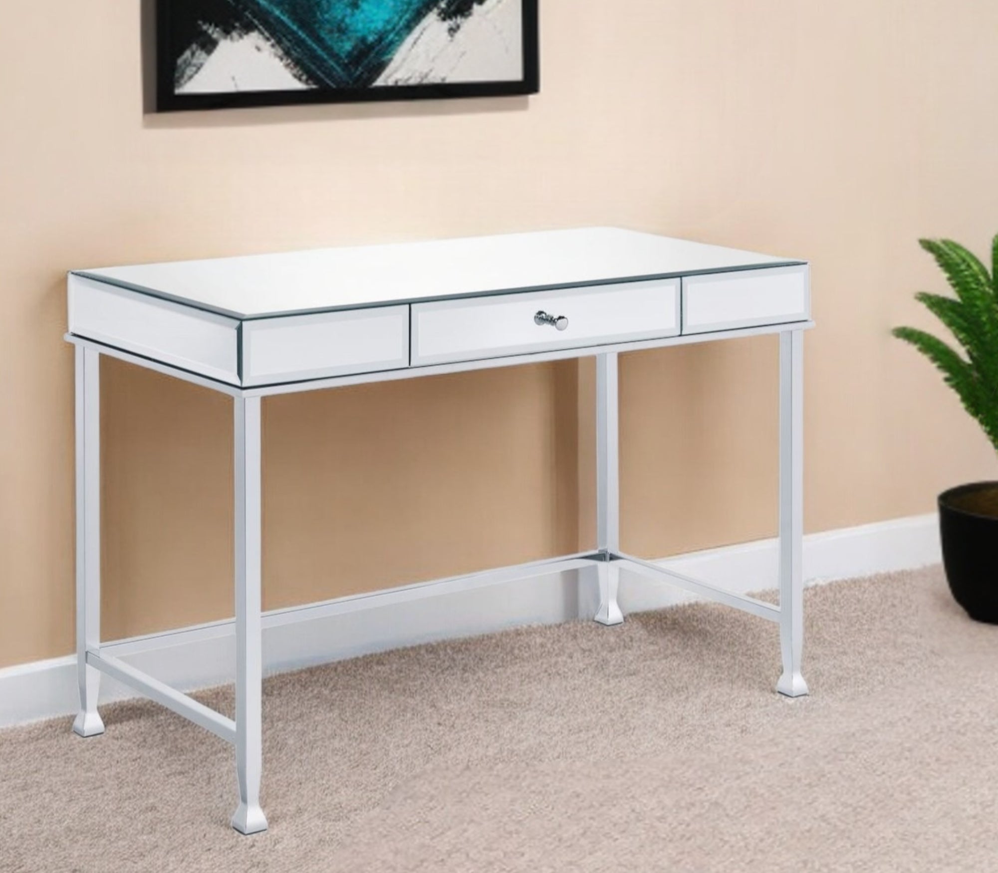 42 Clear Mirrored Writing Desk