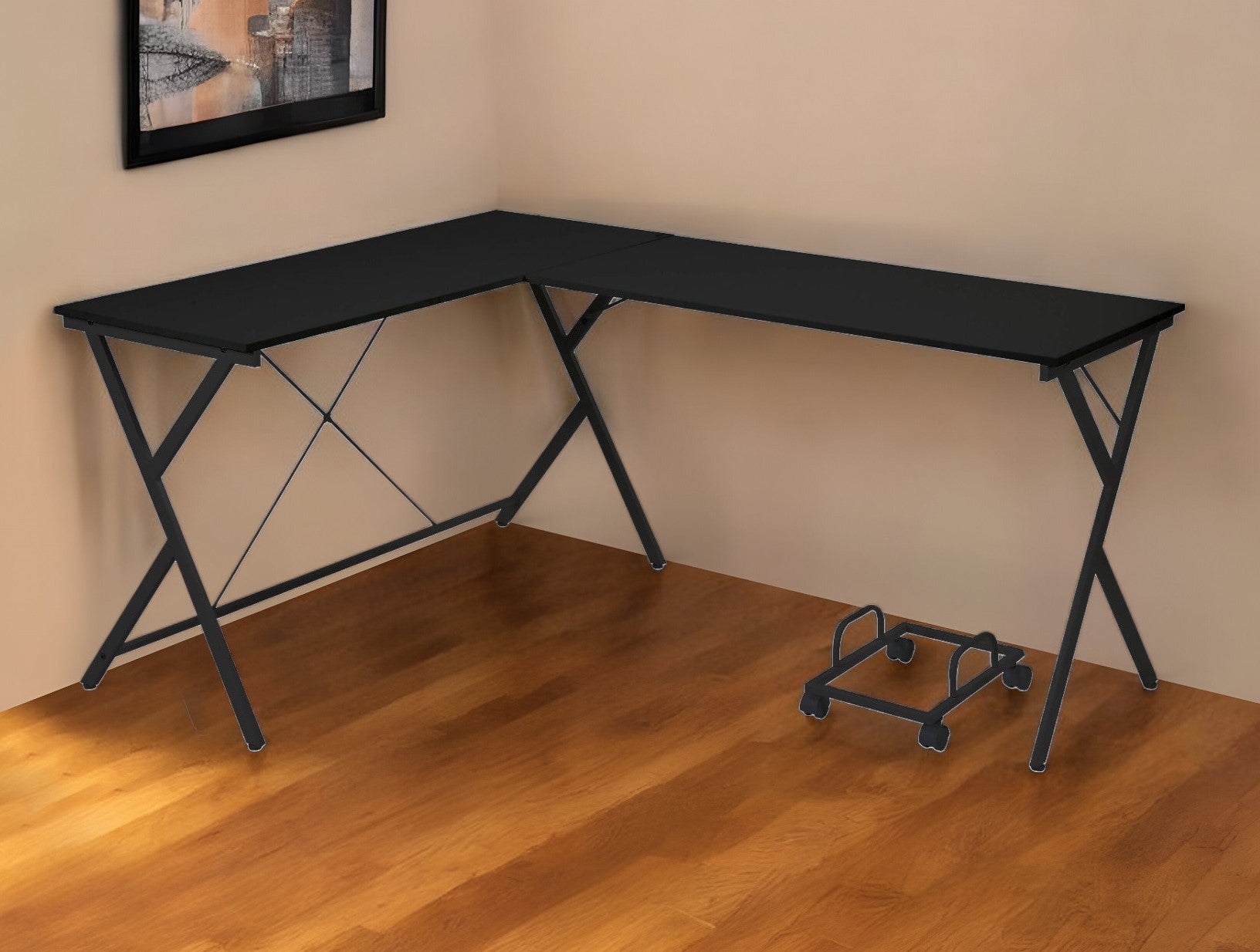 62 Black L Shape Computer Desk