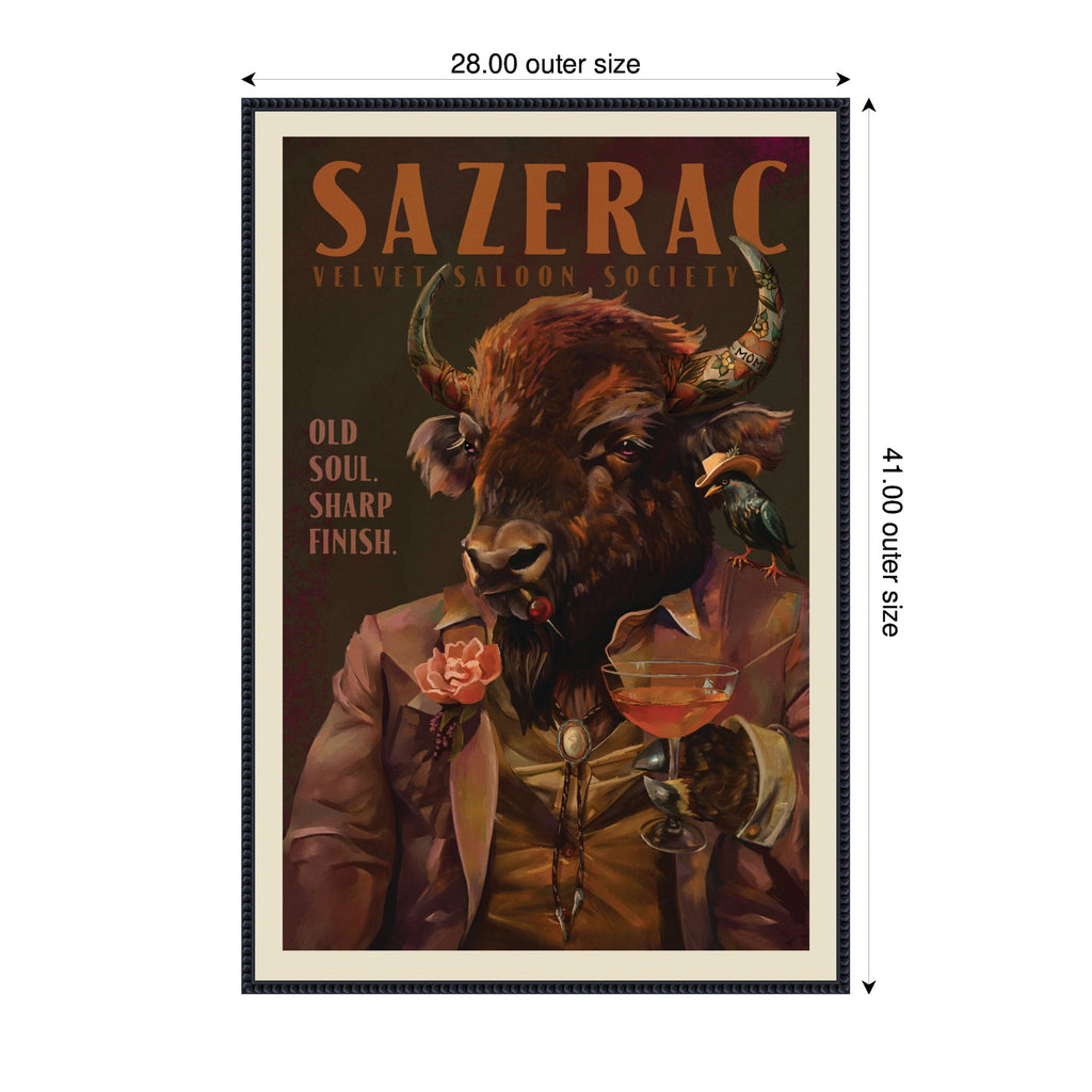 WG Sazerac Bison Buffalo by The Whiskey Ginger Framed Canvas Wall Art Print