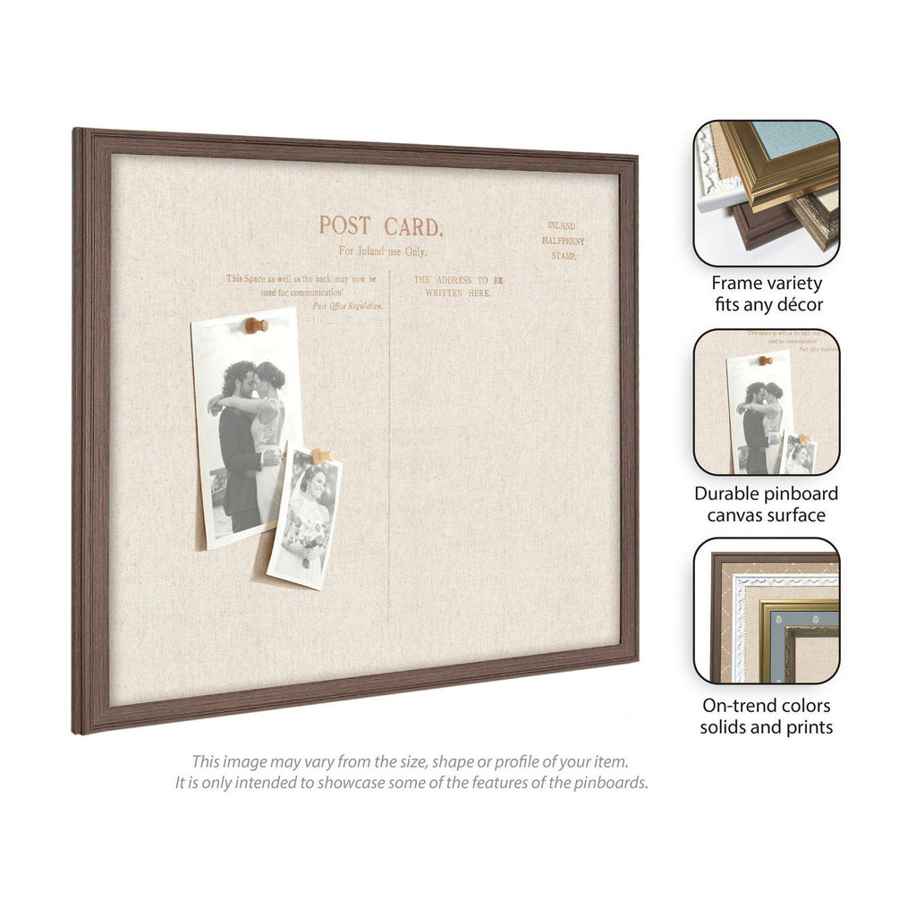 Framed Fabric Pinboard Linen Vintage Post Card Wall Organization