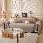 Linen-Look Textured Couch Throw Cover, Breathable Sofa Blanket & Furniture Protector