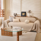 Linen-Look Textured Couch Throw Cover, Breathable Sofa Blanket & Furniture Protector