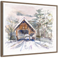 Sylvie Framed Canvas Vermont Snowy Bridge by Patricia Shaw