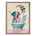 Blake Mid Century Modern Cow in Bathtub Framed Printed Glass by Rachel Lee of My Dream Wall