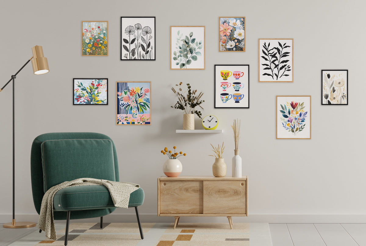 Gallery Cheerful Maximalist Flower Vase Print by The Creative Bunch Studio