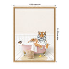 Sylvie Tiger in Cottage Pink Bath Framed Canvas by Amy Peterson