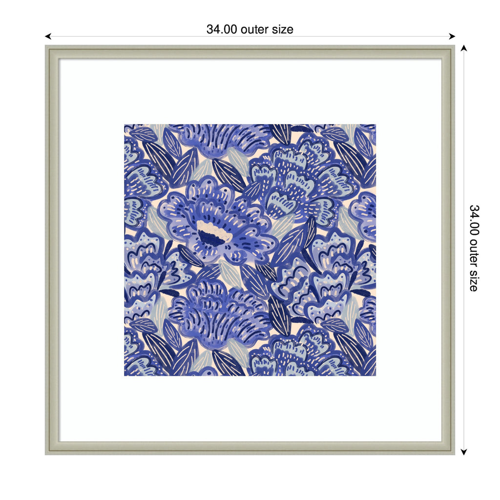 Framed Art Painted Flowers Blue by Carrie Cantwell