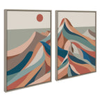Sylvie Mid Century Modern Mountains Blue Framed Canvas Set by Rachel Lee of My Dream Wall