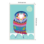 Sylvie Boho Colorful Folk Owl Framed Canvas by Rachel Lee