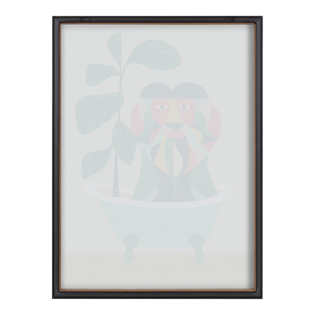 Blake Mid Century Modern Lion in Bathtub Framed Printed Glass by Rachel Lee of My Dream Wall