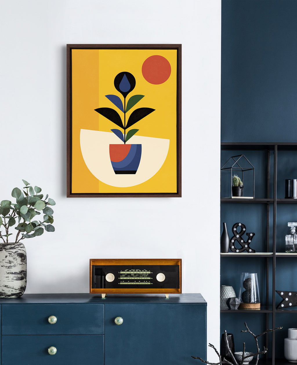Sylvie Abstract Plant Framed Canvas by Amber Leaders Designs