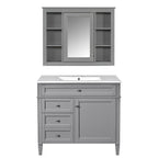 Bathroom Vanity With Mirror Cabinet, Single Sink With 2 Soft Closing Doors And 4 Drawers
