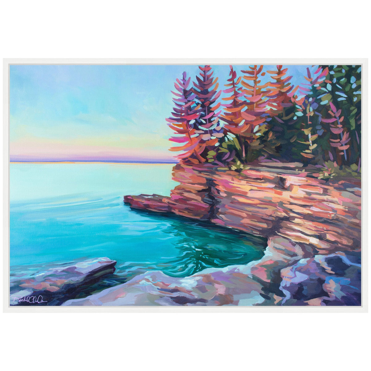Sylvie Cave Point at Sunrise Framed Canvas by Rachel Christopoulos