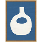 Sylvie Ceramic Blue Beige 3 Framed Canvas by Rocket Jack
