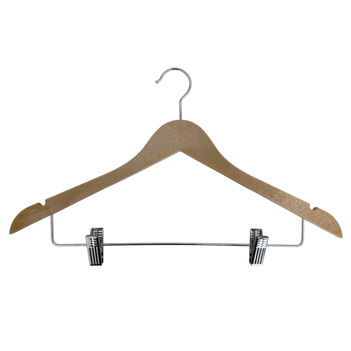 Wood-Look Standard Shaped Hangers with Clips, Swivel Hook & Pant Bar, Pack of 10/20