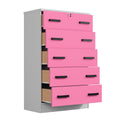 5 Drawer Chest Wooden Dresser with Lock in Multi Color