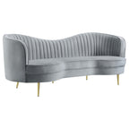 Coaster Home Furnishings Sophia Upholstered Sofa with Camel Back Grey and Gold