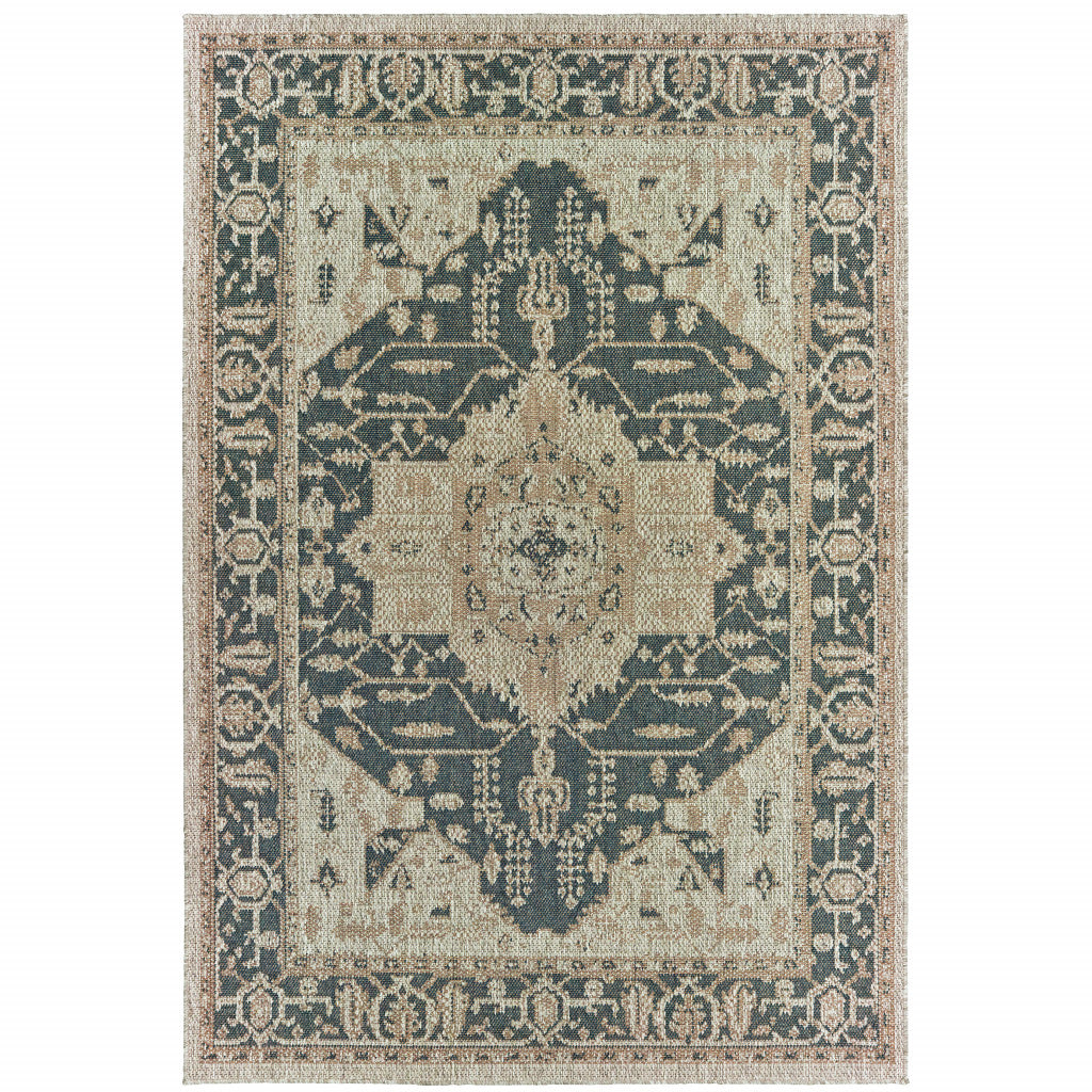 HomeRoots 506956 6 x 9 ft. Oriental Stain Resistant Indoor & Outdoor Rectangle Area Rug Grey