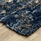 HomeRoots 507834 6 x 9 ft. Blue & Gray Abstract Shag Power Loom Stain Resistant Rectangle Area Rug