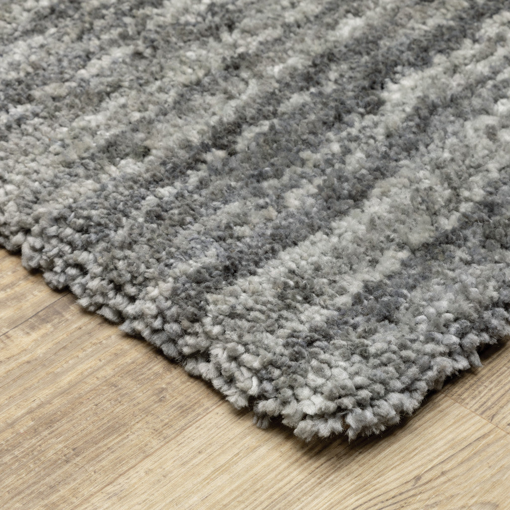 HomeRoots 507842 10 x 13 ft. Gray Shag Power Loom Stain Resistant Rectangle Area Rug