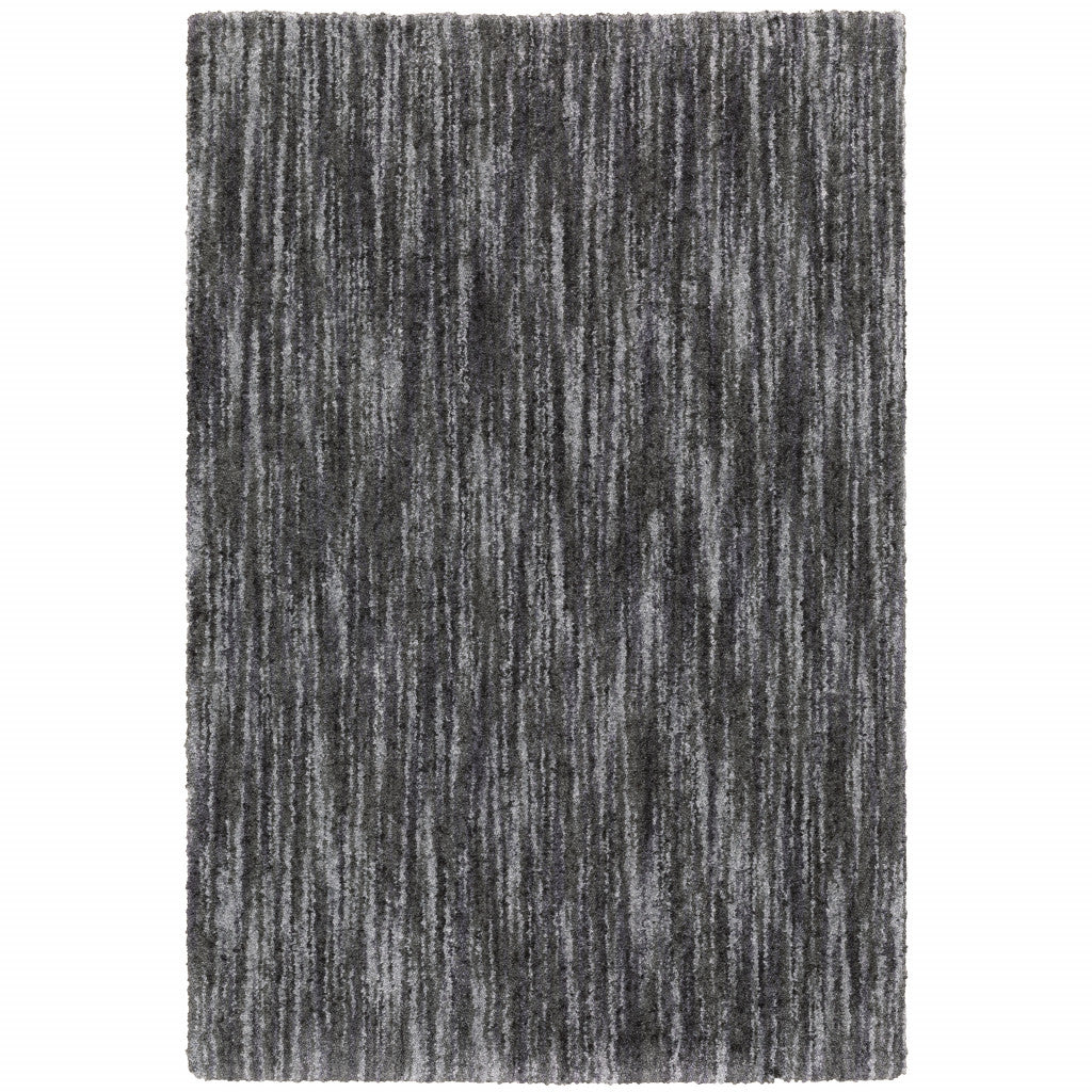 HomeRoots 507854 10 x 13 ft. Charcoal Shag Power Loom Stain Resistant Rectangle Area Rug