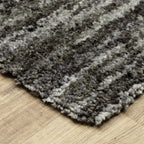 HomeRoots 507854 10 x 13 ft. Charcoal Shag Power Loom Stain Resistant Rectangle Area Rug