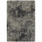 HomeRoots 507862 10 x 13 ft. Abstract Shag Power Loom Stain Resistant Rectangle Area Rug Charcoal Silver & Grey