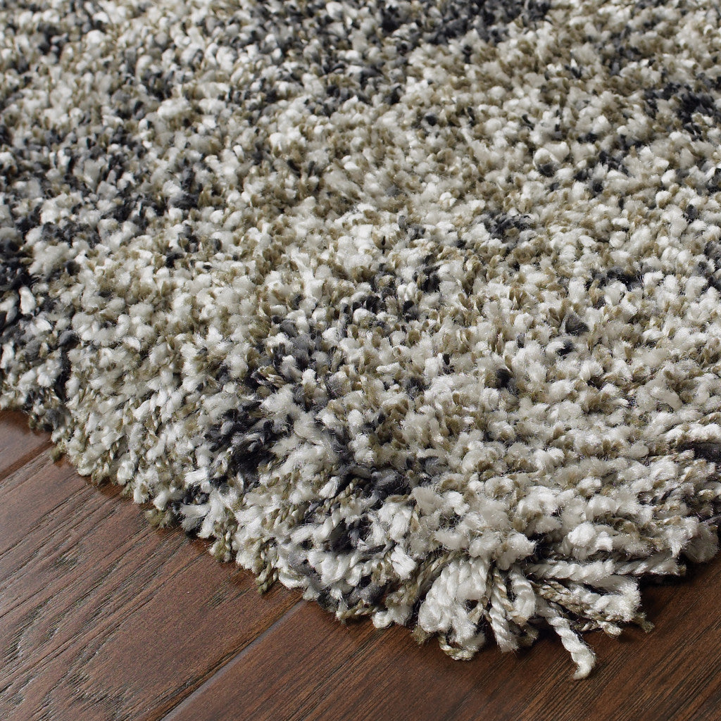 HomeRoots 507862 10 x 13 ft. Abstract Shag Power Loom Stain Resistant Rectangle Area Rug Charcoal Silver & Grey