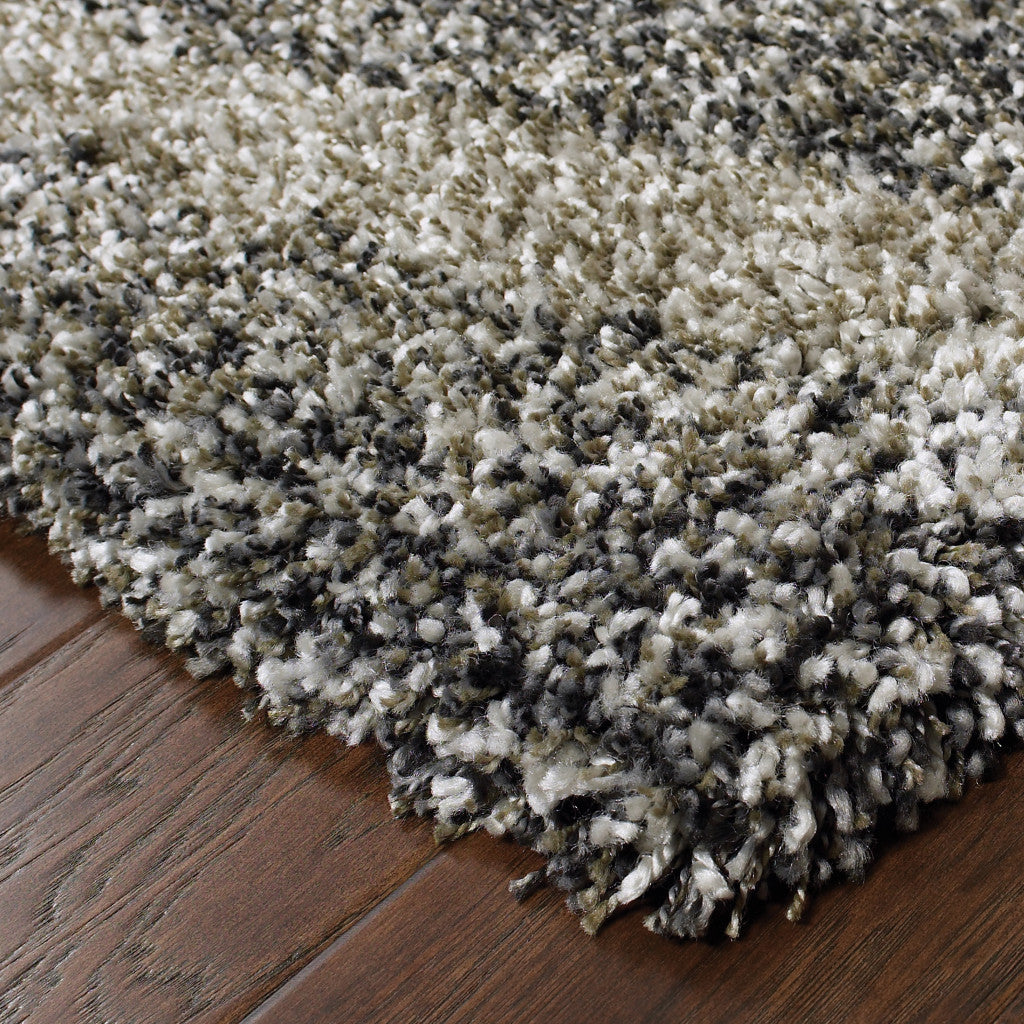 HomeRoots 507867 6 x 9 ft. Charcoal Silver & Gray Abstract Shag Power Loom Stain Resistant Rectangle Area Rug