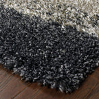 HomeRoots 507875 8 x 11 ft. Geometric Shag Power Loom Stain Resistant Rectangle Area Rug Charcoal Silver & Grey
