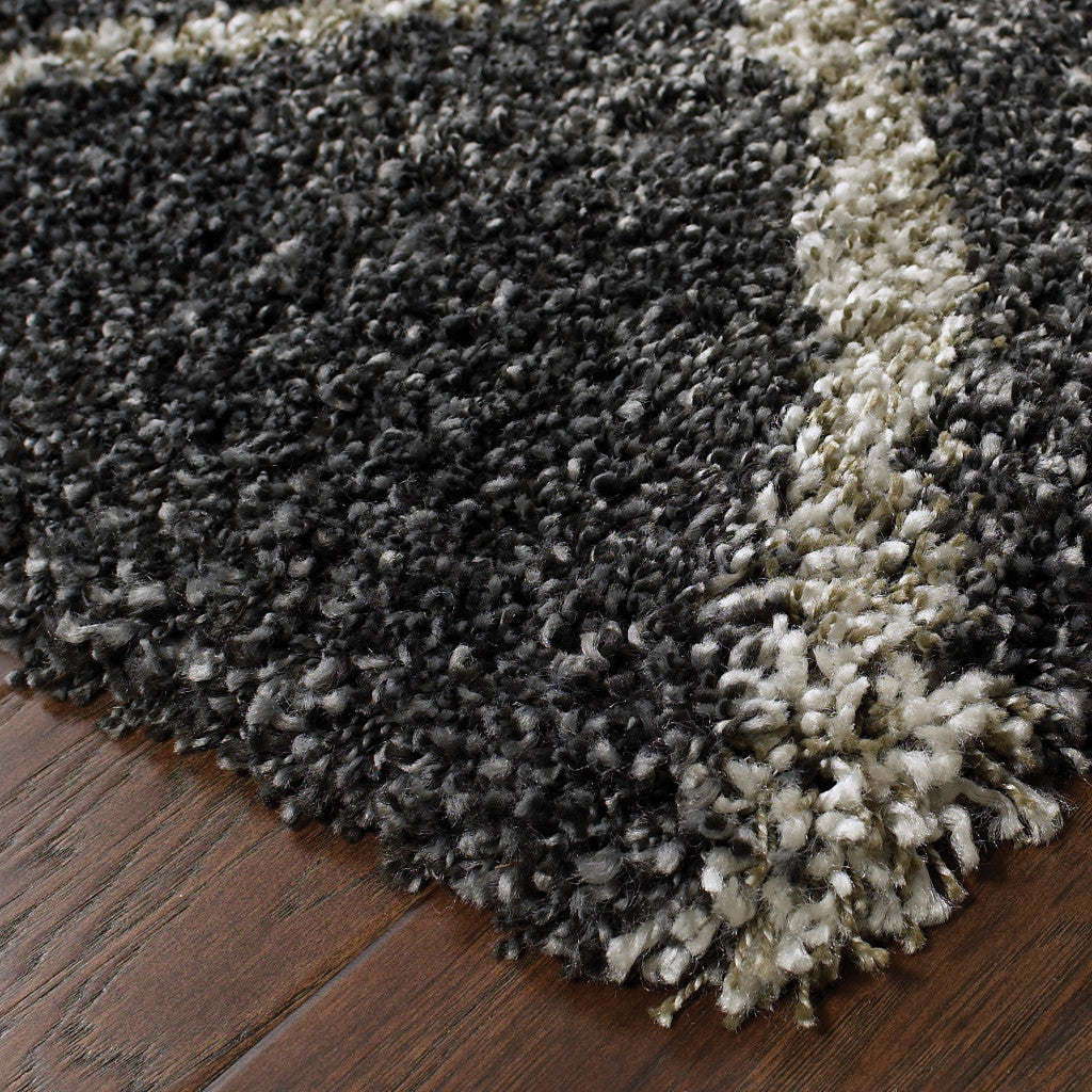 HomeRoots 507888 6 x 9 ft. Charcoal & Gray Geometric Shag Power Loom Stain Resistant Rectangle Area Rug