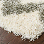 HomeRoots 507919 10 x 13 ft. Gray & Ivory Geometric Shag Power Loom Stain Resistant Rectangle Area Rug