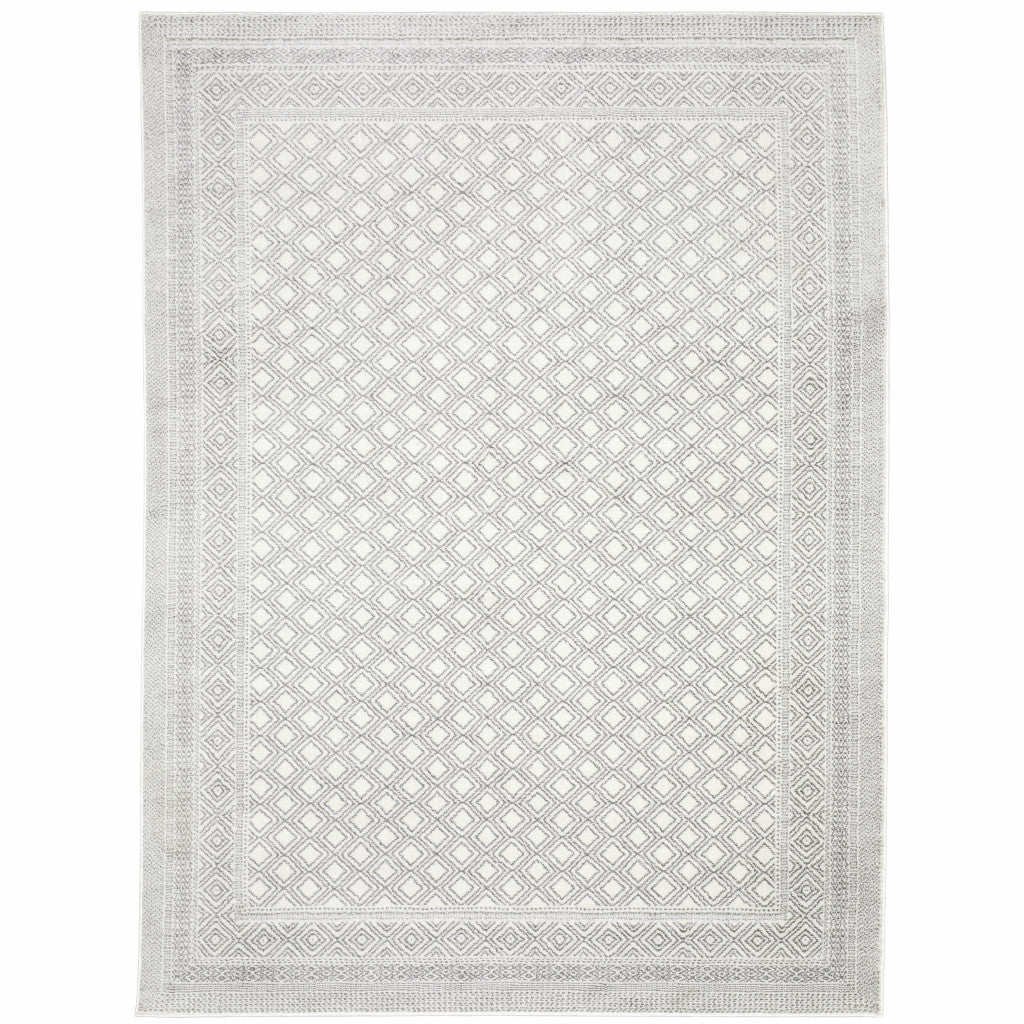 HomeRoots 507935 6 x 9 ft. White & Gray Oriental Power Loom Stain Resistant Rectangle Area Rug