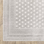 HomeRoots 507936 8 x 11 ft. White & Gray Oriental Power Loom Stain Resistant Rectangle Area Rug