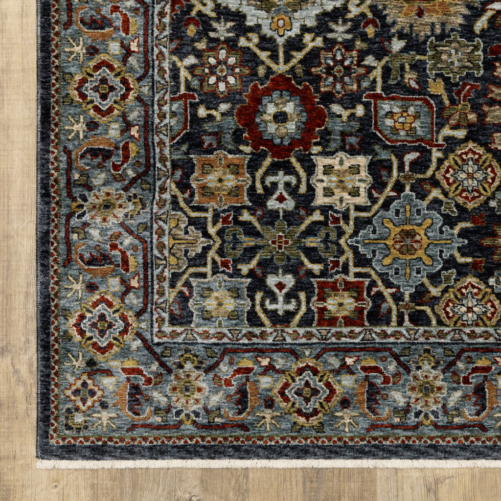 HomeRoots 507993 6 x 9 ft. Blue Red Beige Orange Green & Rust Oriental Power Loom Stain Resistant Rectangle Area Rug with Fringe