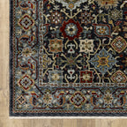 HomeRoots 507994 8 x 11 ft. Blue Red Beige Orange Green & Rust Oriental Power Loom Stain Resistant Rectangle Area Rug with Fringe