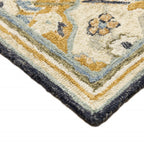HomeRoots 508098 8 x 10 ft. Blue Green Gold Navy & Ivory Geometric Hand Tufted Handmade Stain Resistant Rectangle Area Rug