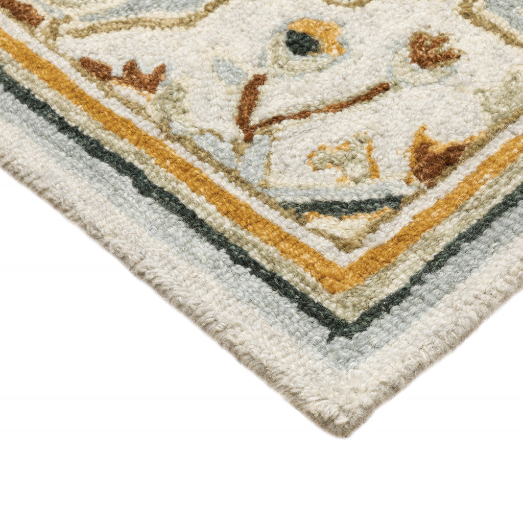 HomeRoots 508109 10 x 13 ft. Ivory Charcoal Gold Clay & Muted Blue Oriental Hand Tufted Handmade Stain Resistant Rectangle Area Rug