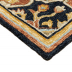 HomeRoots 508118 8 x 10 ft. Navy Rust Blue Ivory & Gold Oriental Hand Tufted Handmade Stain Resistant Rectangle Area Rug