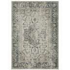 HomeRoots 508164 6 x 9 ft. Gray Blue & Teal Oriental Power Loom Stain Resistant Rectangle Area Rug