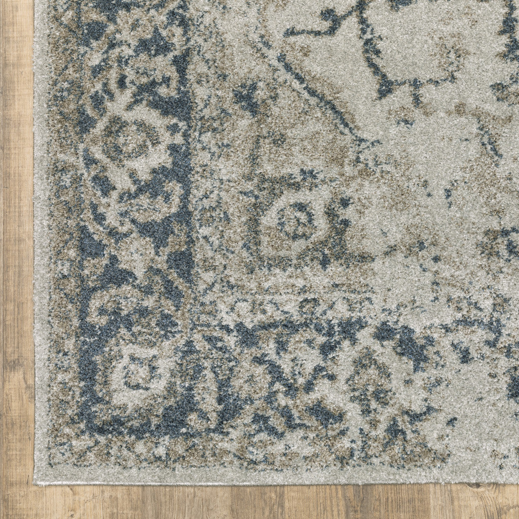 HomeRoots 508164 6 x 9 ft. Gray Blue & Teal Oriental Power Loom Stain Resistant Rectangle Area Rug