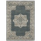 HomeRoots 508188 6 x 9 ft. Blue & Beige Oriental Power Loom Stain Resistant Rectangle Area Rug