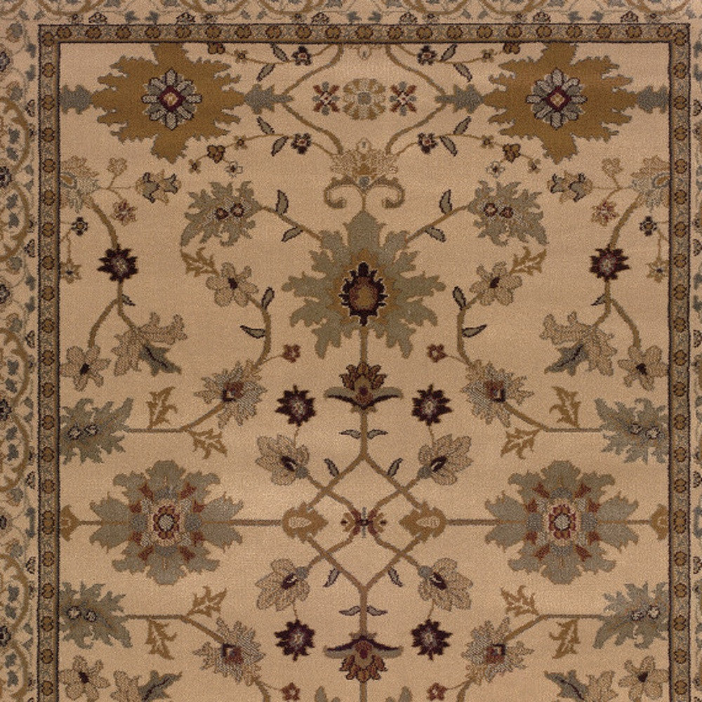 HomeRoots 508232 10 x 13 ft. Ivory Oriental Power Loom Stain Resistant Rectangle Area Rug