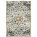 HomeRoots 508433 6 x 9 ft. Blue Beige Rust Gold & Teal Oriental Power Loom Stain Resistant Rectangle Area Rug