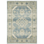 HomeRoots 508439 8 x 10 ft. Blue Gray Beige & Teal Oriental Power Loom Stain Resistant Rectangle Area Rug